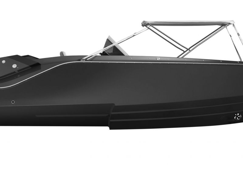 Sonnenschutz und Seitenansicht Motorboot